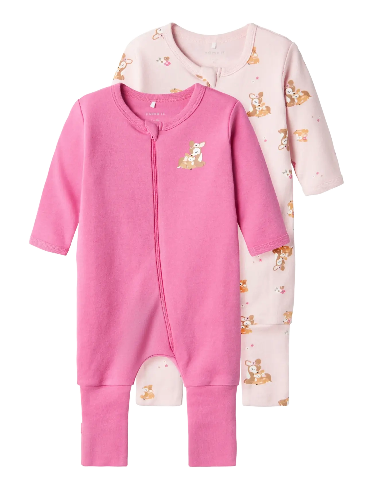 name it NBFNIGHTSUIT 2P ZIP FF ROSE DEER NOOS - 4 for 3 - IBIS ROSE / pink/rose