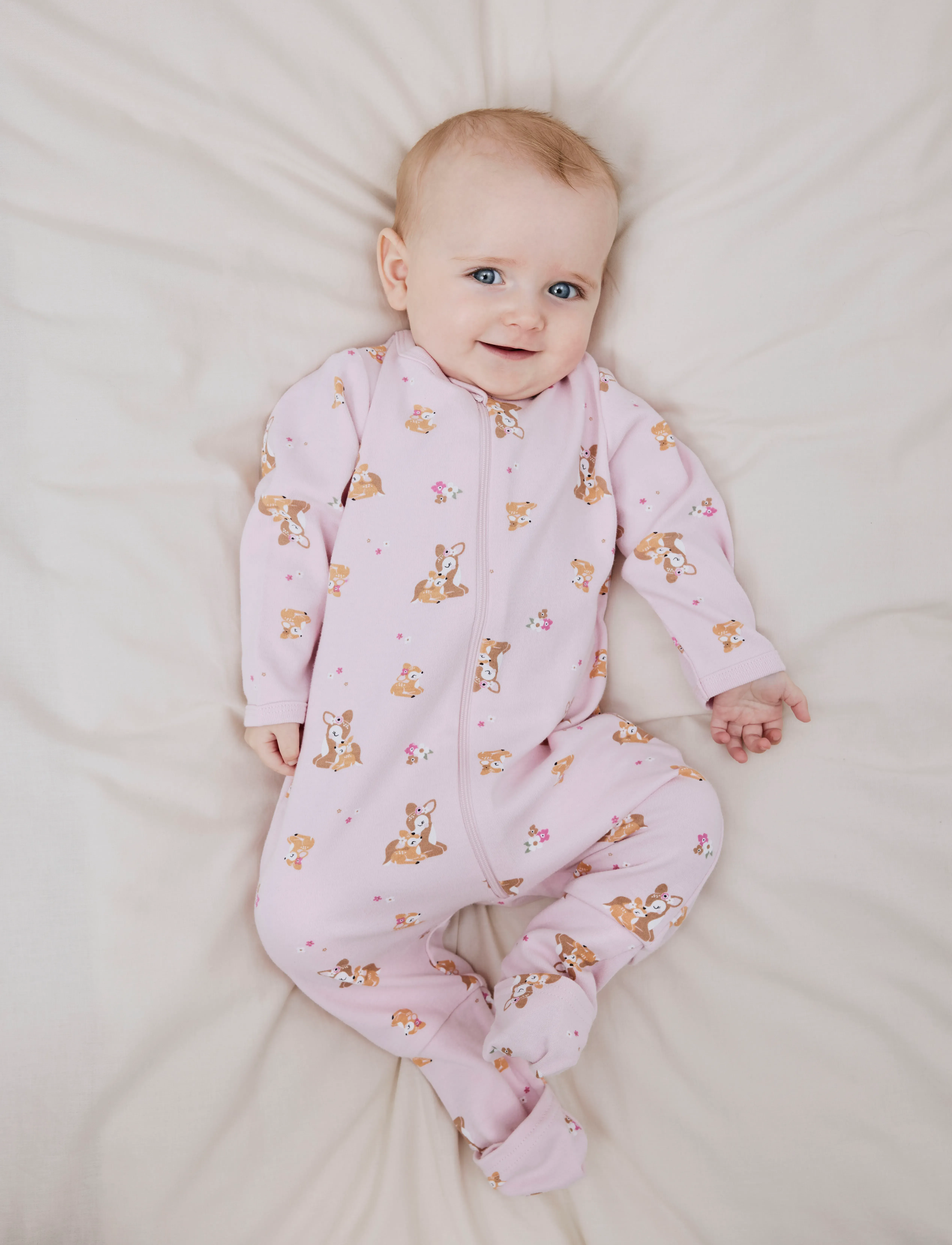 name it Nbfnightsuit 2P Zip Ff Rose Deer Noos, 104, Pyjamas, Rosa - Pyjamas Onesie, Kinder