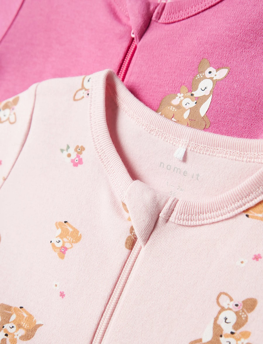 name it - NBFNIGHTSUIT 2P ZIP FF ROSE DEER NOOS - schlafoveralls - ibis rose - 5