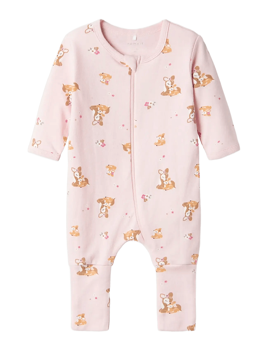 name it - NBFNIGHTSUIT 2P ZIP FF ROSE DEER NOOS - schlafoveralls - ibis rose - 3