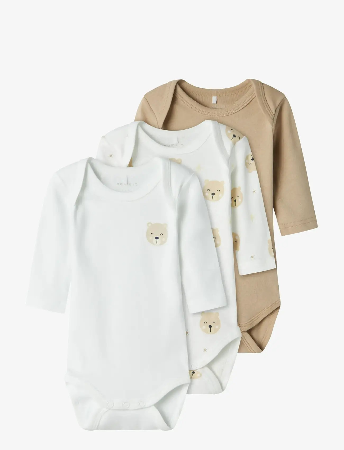 name it - NBNBODY 3P LS OXFORD BEAR NOOS - bodide mitmikpakk - oxford tan - 1