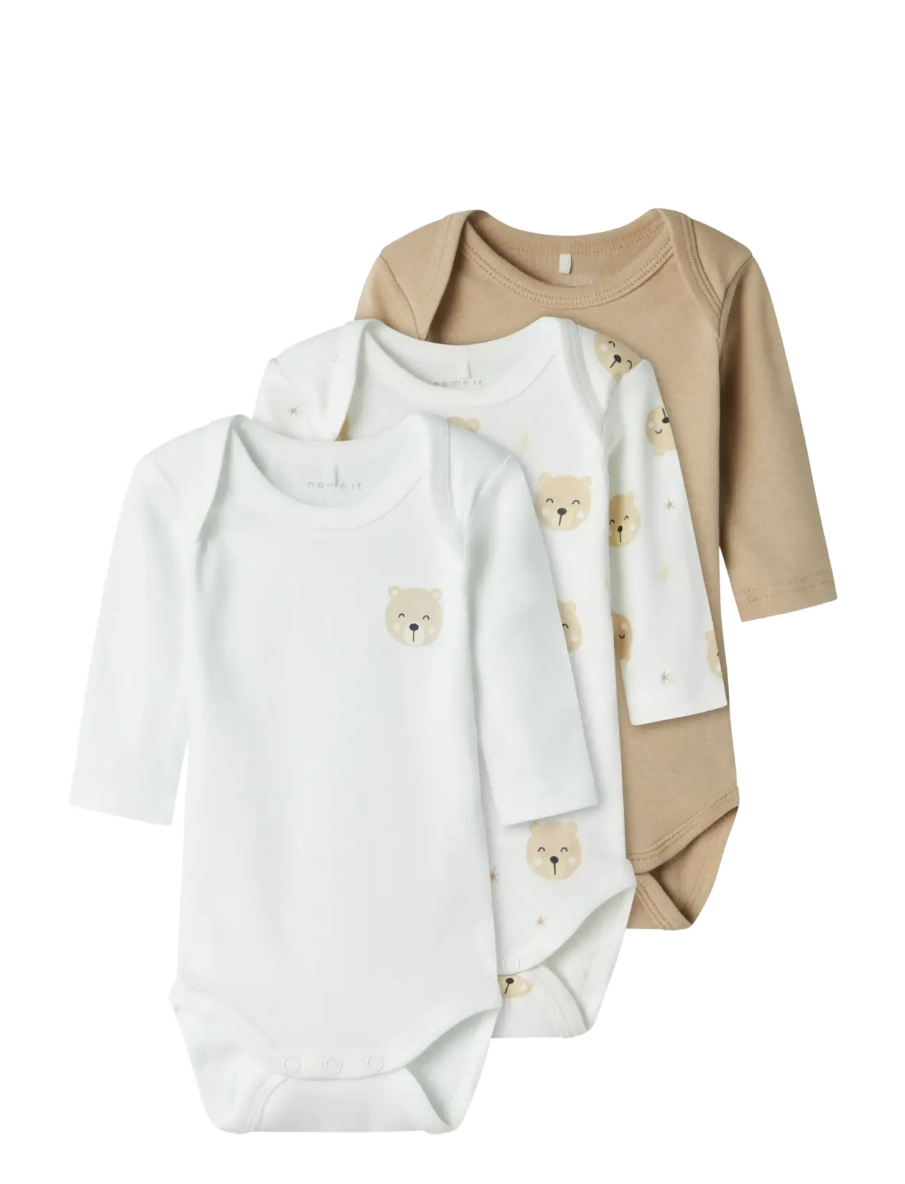 name it NBNBODY 3P LS OXFORD BEAR NOOS - Bodyer i multipack - OXFORD TAN / beige