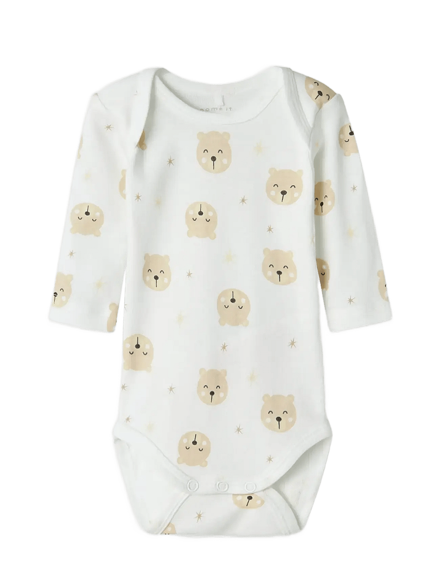 name it - NBNBODY 3P LS OXFORD BEAR NOOS - lot de plusieurs bodies - oxford tan - 3