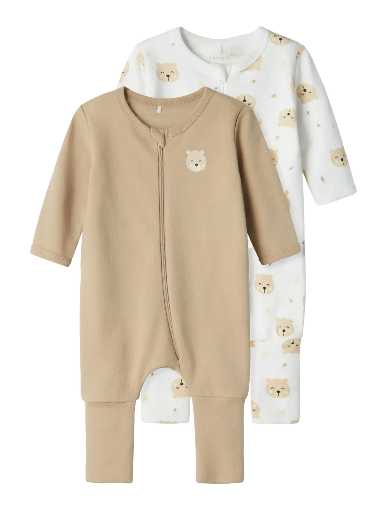 name it - NBNNIGHTSUIT 2P ZIP FF OXFORD BEAR NOOS - oxford tan - 1