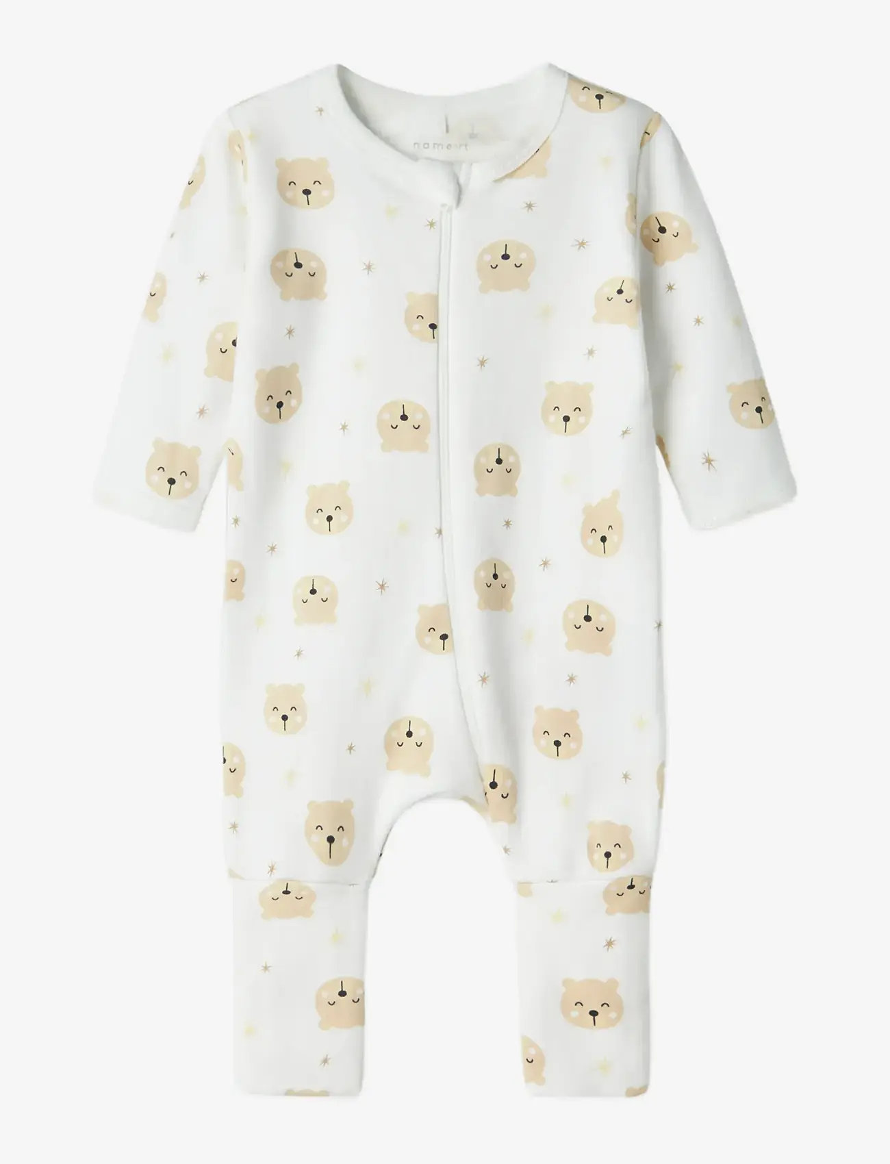 name it - NBNNIGHTSUIT 2P ZIP FF OXFORD BEAR NOOS - schlafoveralls - oxford tan - 3