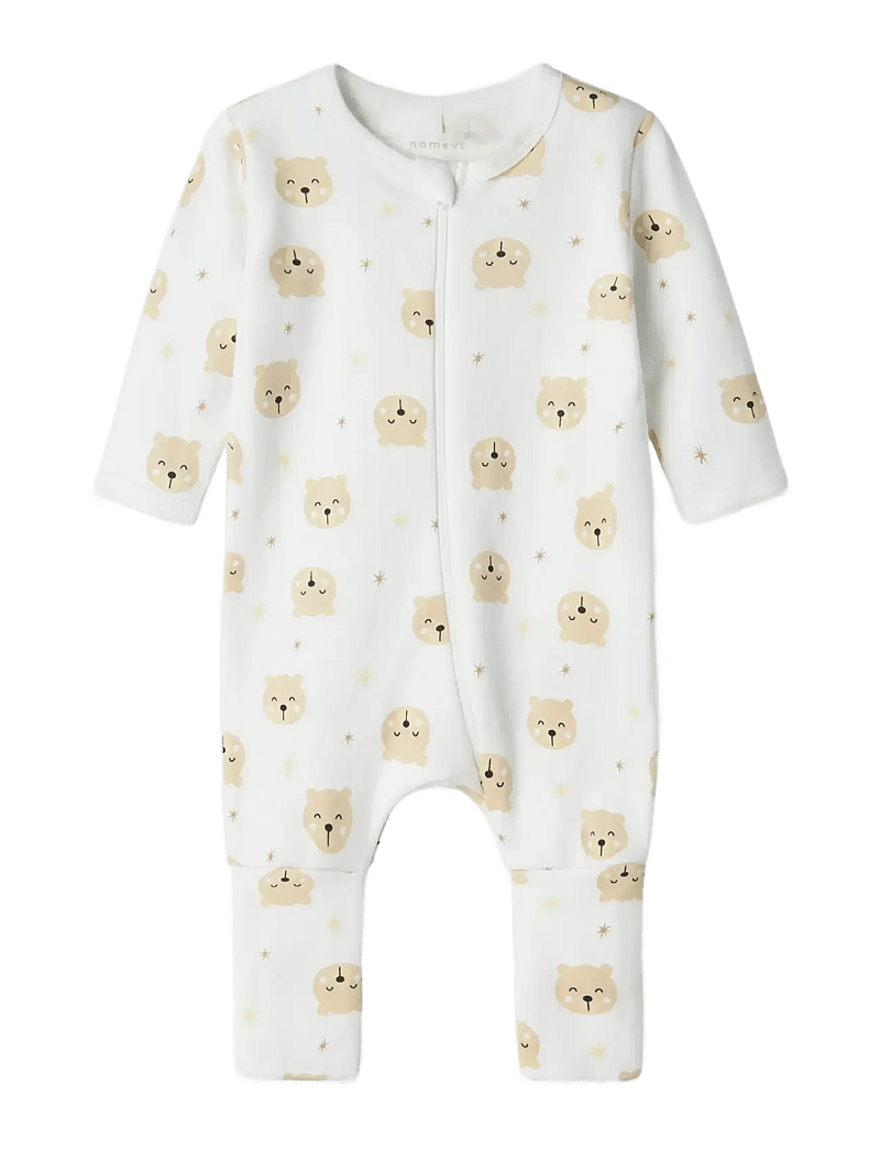 name it - NBNNIGHTSUIT 2P ZIP FF OXFORD BEAR NOOS - schlafoveralls - oxford tan - 3