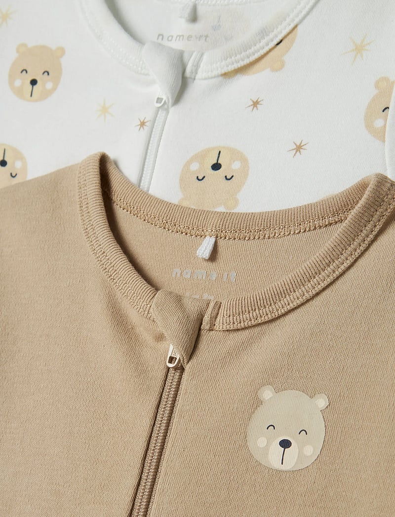 name it - NBNNIGHTSUIT 2P ZIP FF OXFORD BEAR NOOS - schlafoveralls - oxford tan - 5