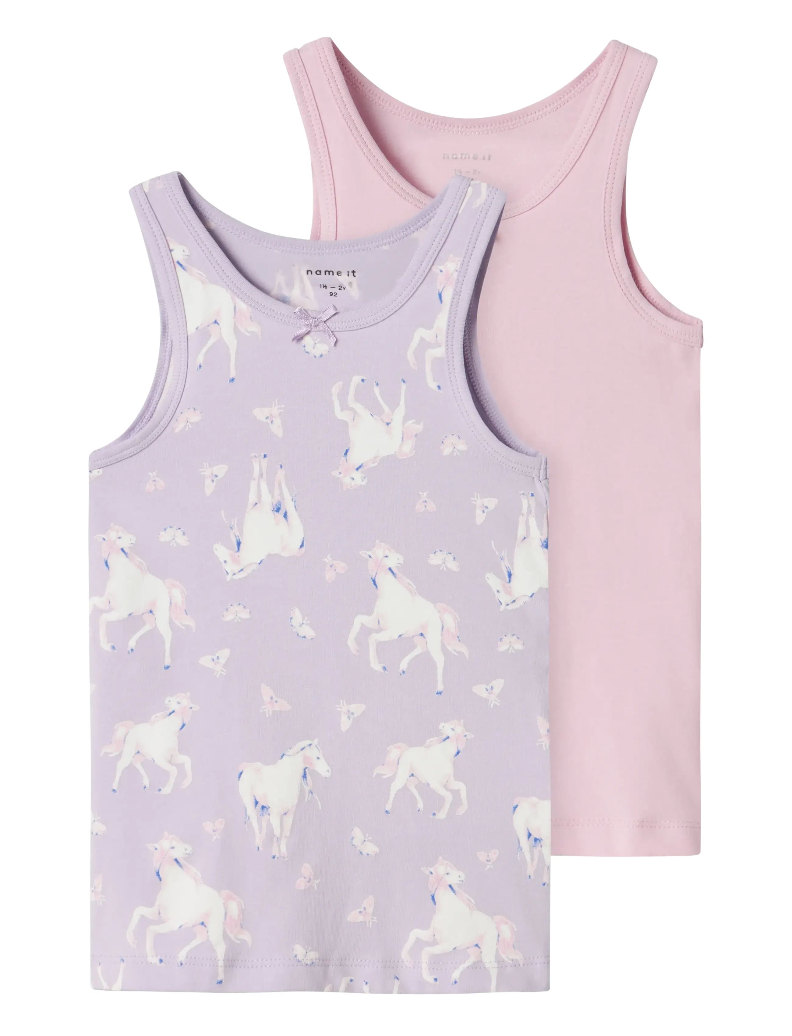 name it Nmftank Top 2P Pastel Lilac Horse Noos, Børn, Børne 2-pak Tanktop, Lila, Str: 86