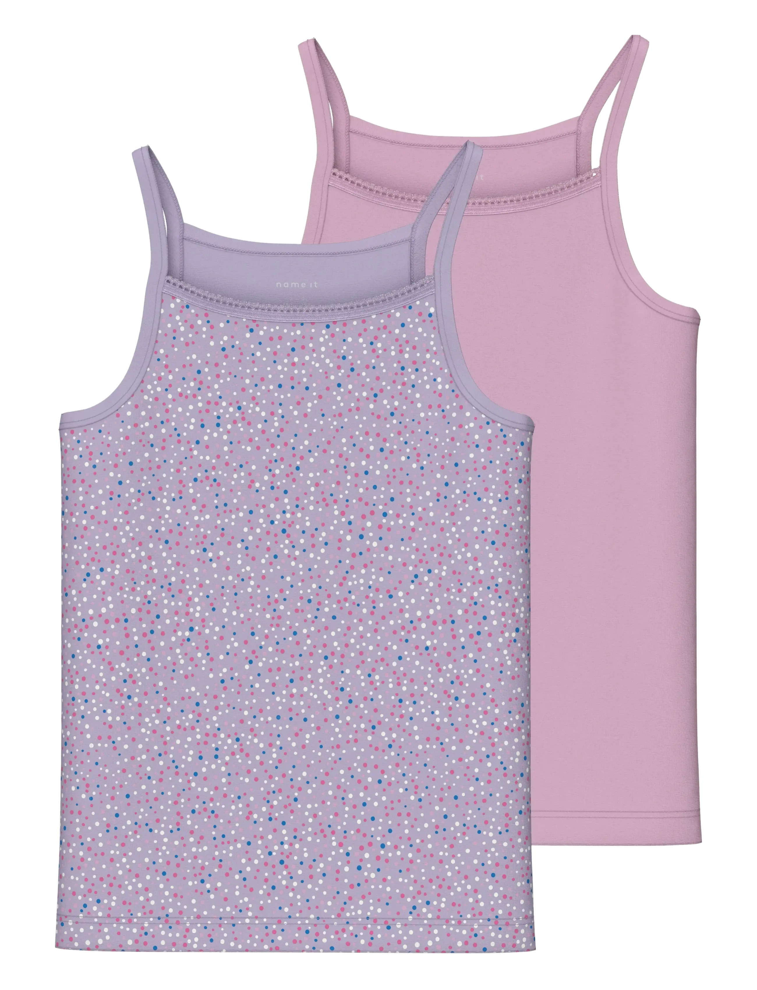 name it - NKFSTRAP TOP 2P PASTEL LILAC DOT NOOS - tanktops - pastel lilac - 2