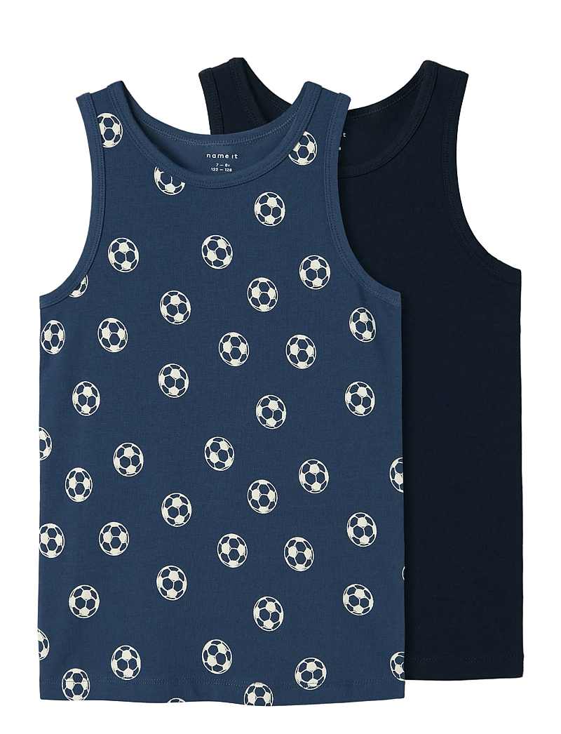 name it - NKMTANK TOP 2P DARK DENIM FOOTBALL NOOS - tanktops - dark denim - 0