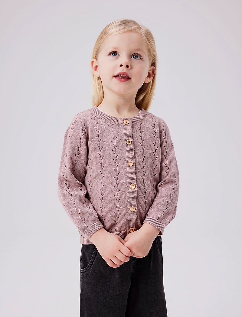 name it - NMFBANNI LS KNIT CARD NOOS - cardigans - deauville mauve - 0