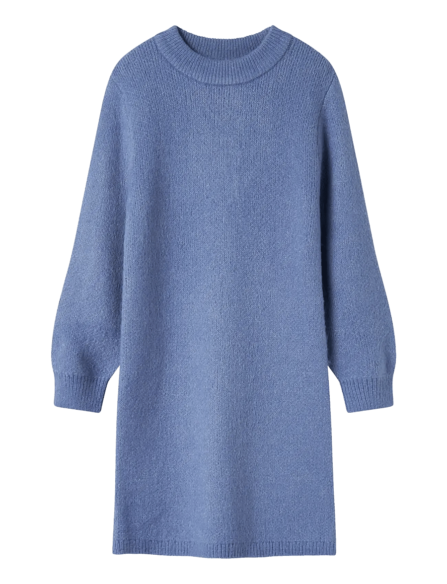 name it - NKFOMARIAN LS KNIT DRESS - langärmelige freizeitkleider - blue ice - 1