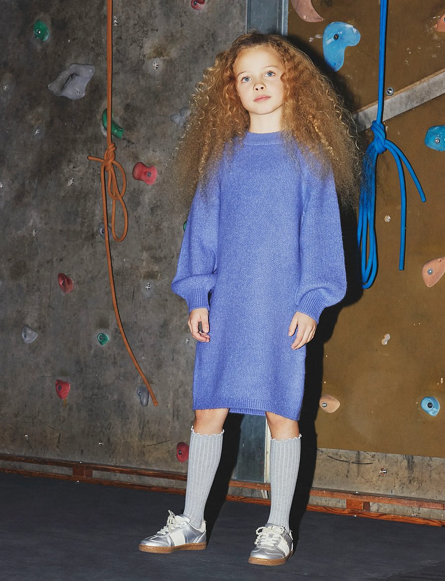 name it - NKFOMARIAN LS KNIT DRESS - langärmelige freizeitkleider - blue ice - 0