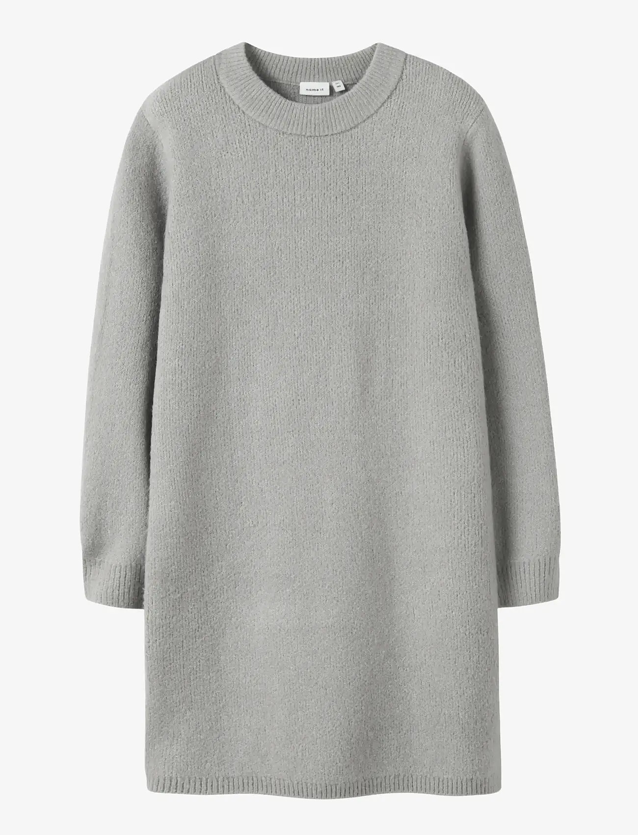 name it - NKFOMARIAN LS KNIT DRESS - långärmade vardagsklänningar - grey melange - 0