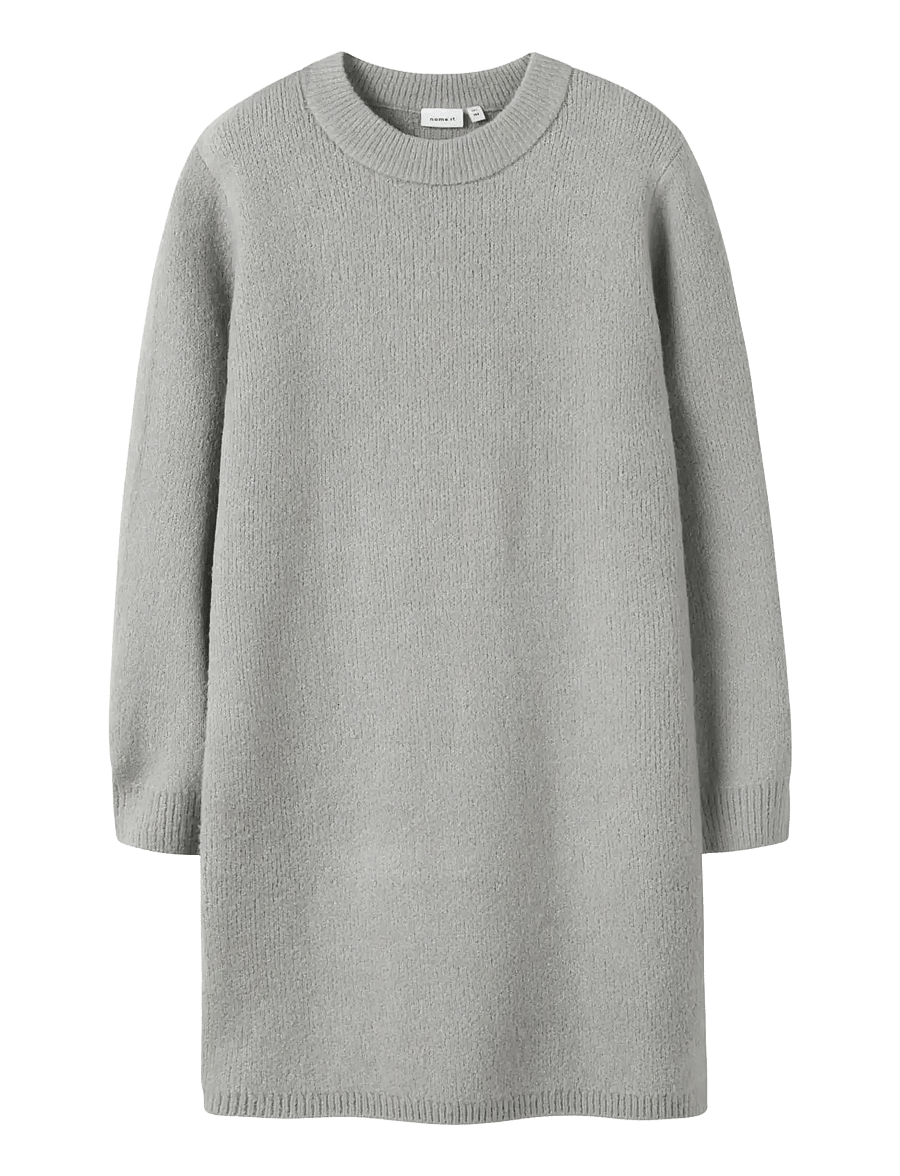 name it - NKFOMARIAN LS KNIT DRESS - langärmelige freizeitkleider - grey melange - 1