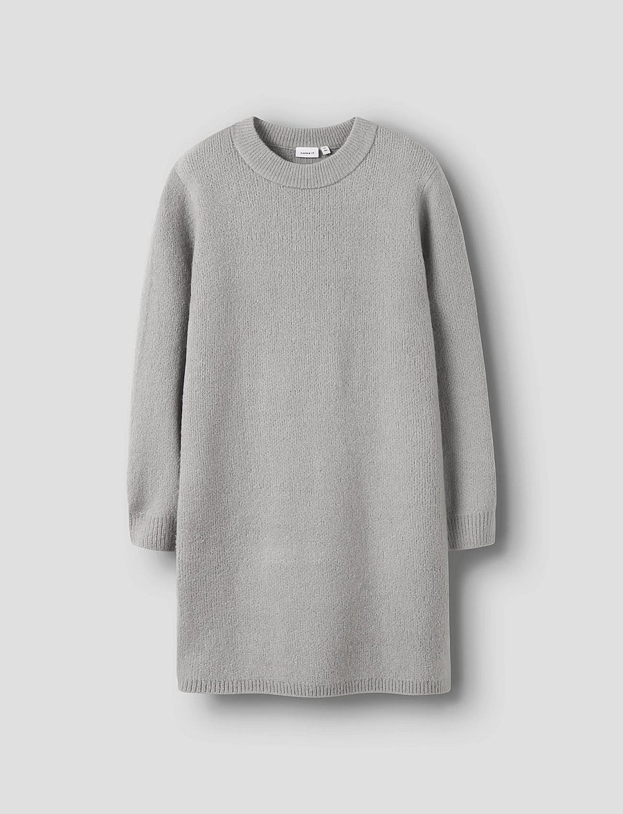 name it - NKFOMARIAN LS KNIT DRESS - langärmelige freizeitkleider - grey melange - 0