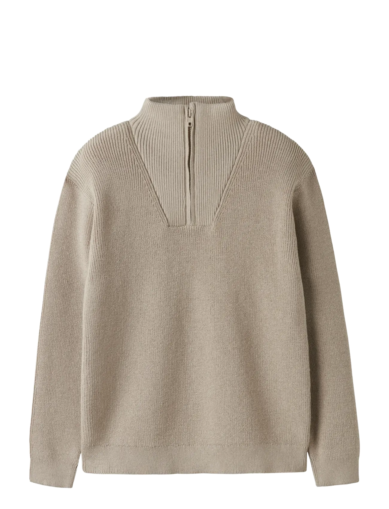 name it NKMNESOLLE LS KNIT NOOS - Oberteile - ISLAND FOSSIL / beige
