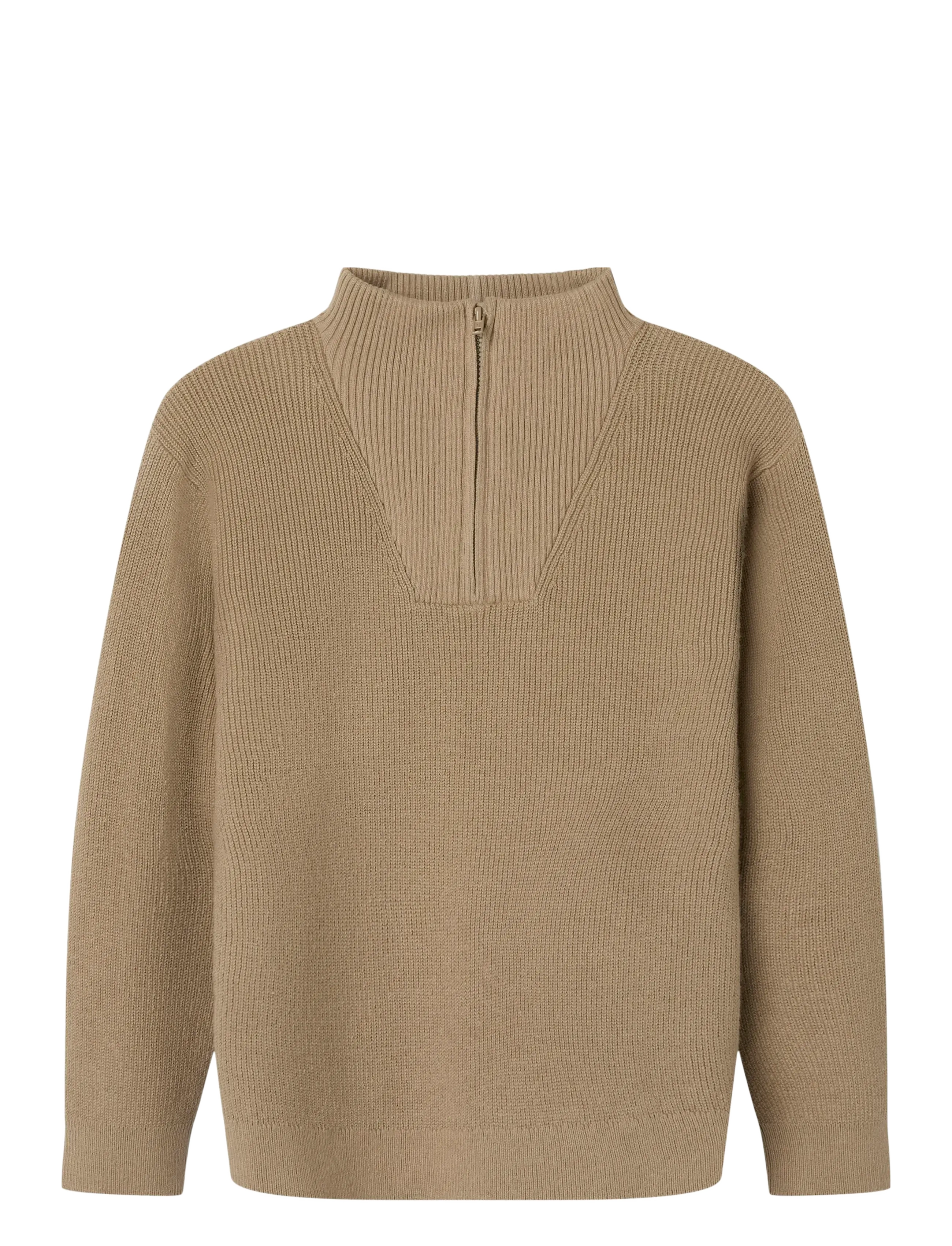 name it - NKMNESOLLE LS KNIT NOOS - stickade tröjor - weathered teak - 1