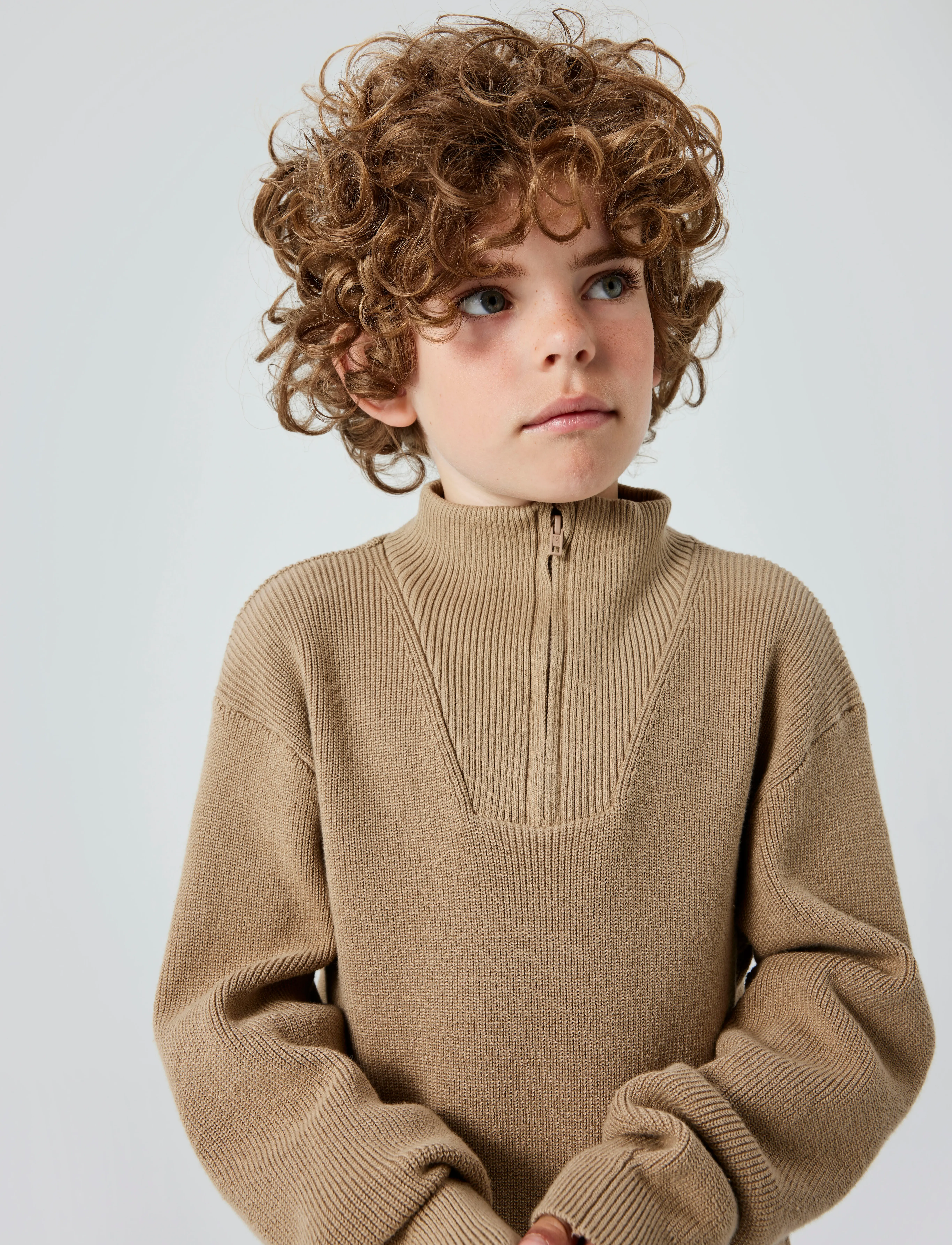 name it NKMNESOLLE LS KNIT NOOS - Meestele - WEATHERED TEAK / beige