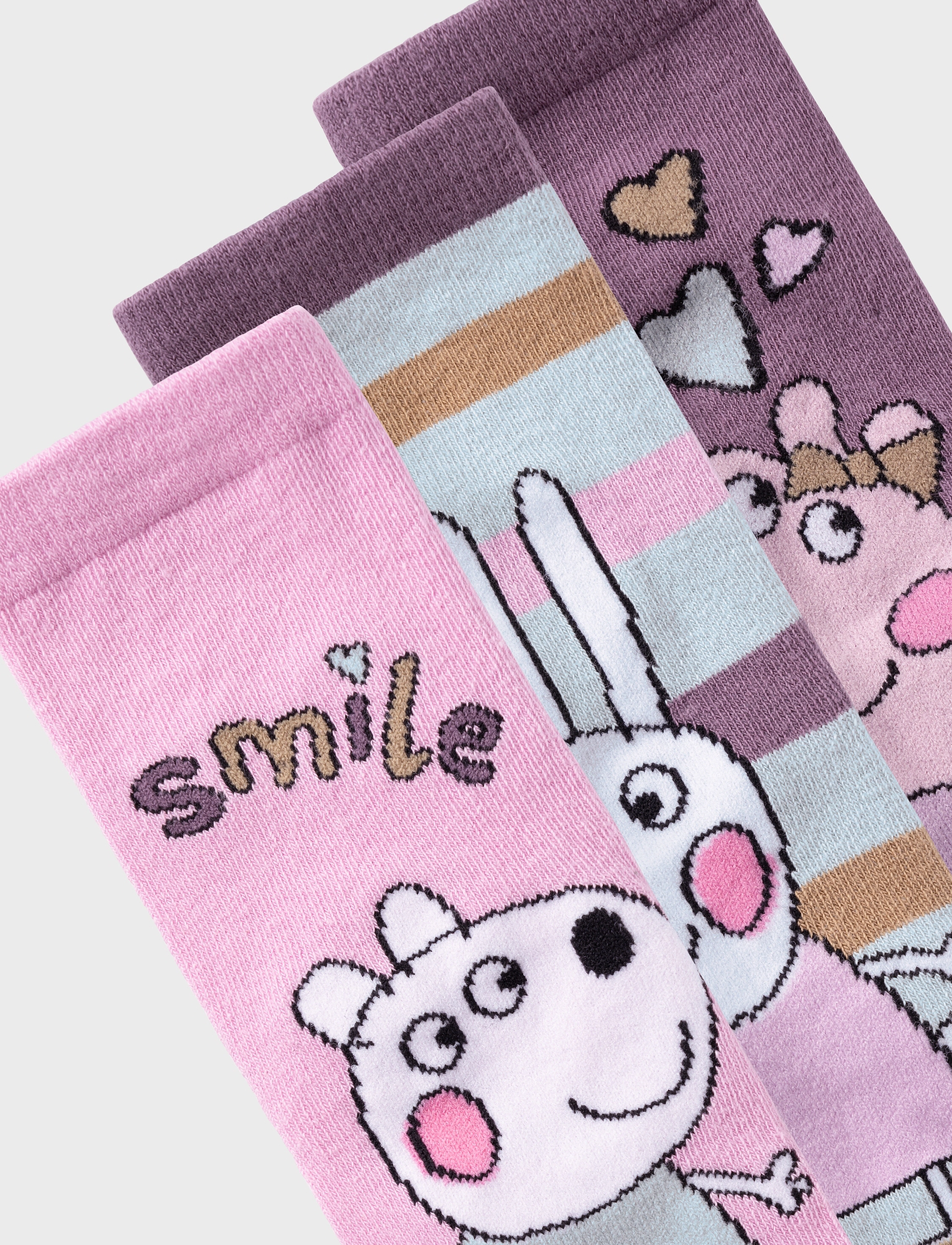 name it - NMFAMINA PEPPAPIG 3P SOCK CPLG - pastel lavender - 1