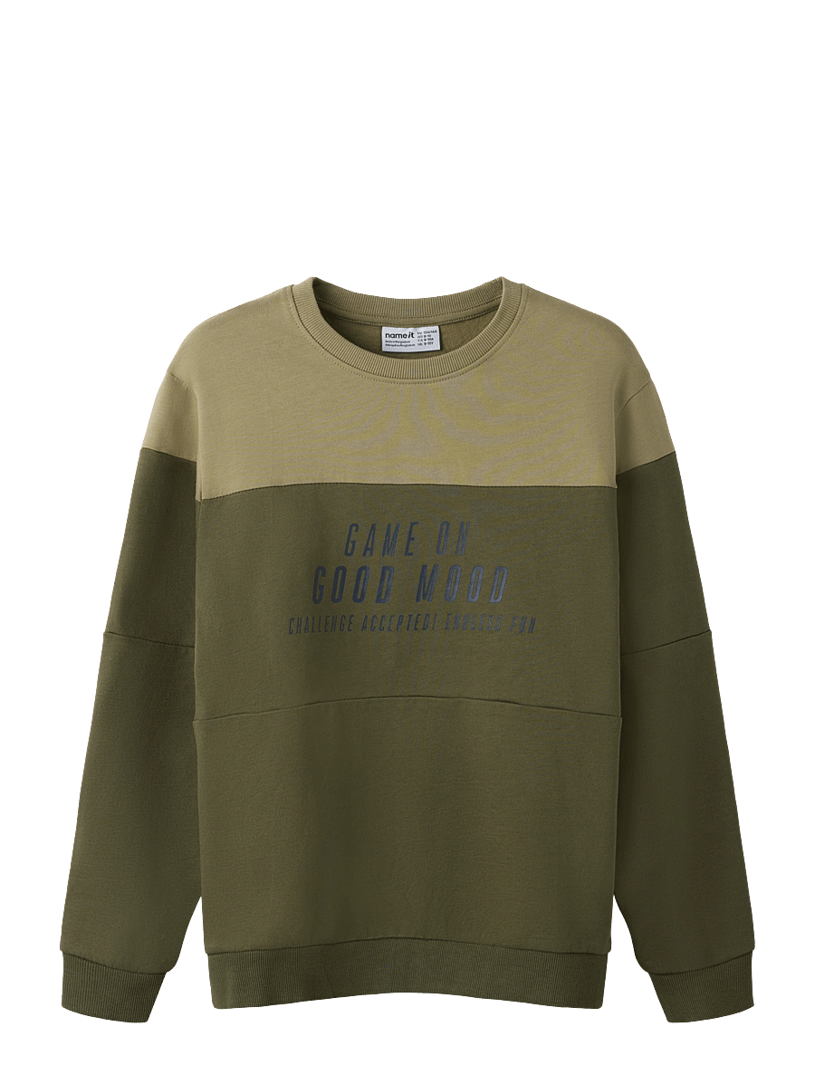 name it - NKMVEMIL LS NREG SWEAT BRU - olive night - 0