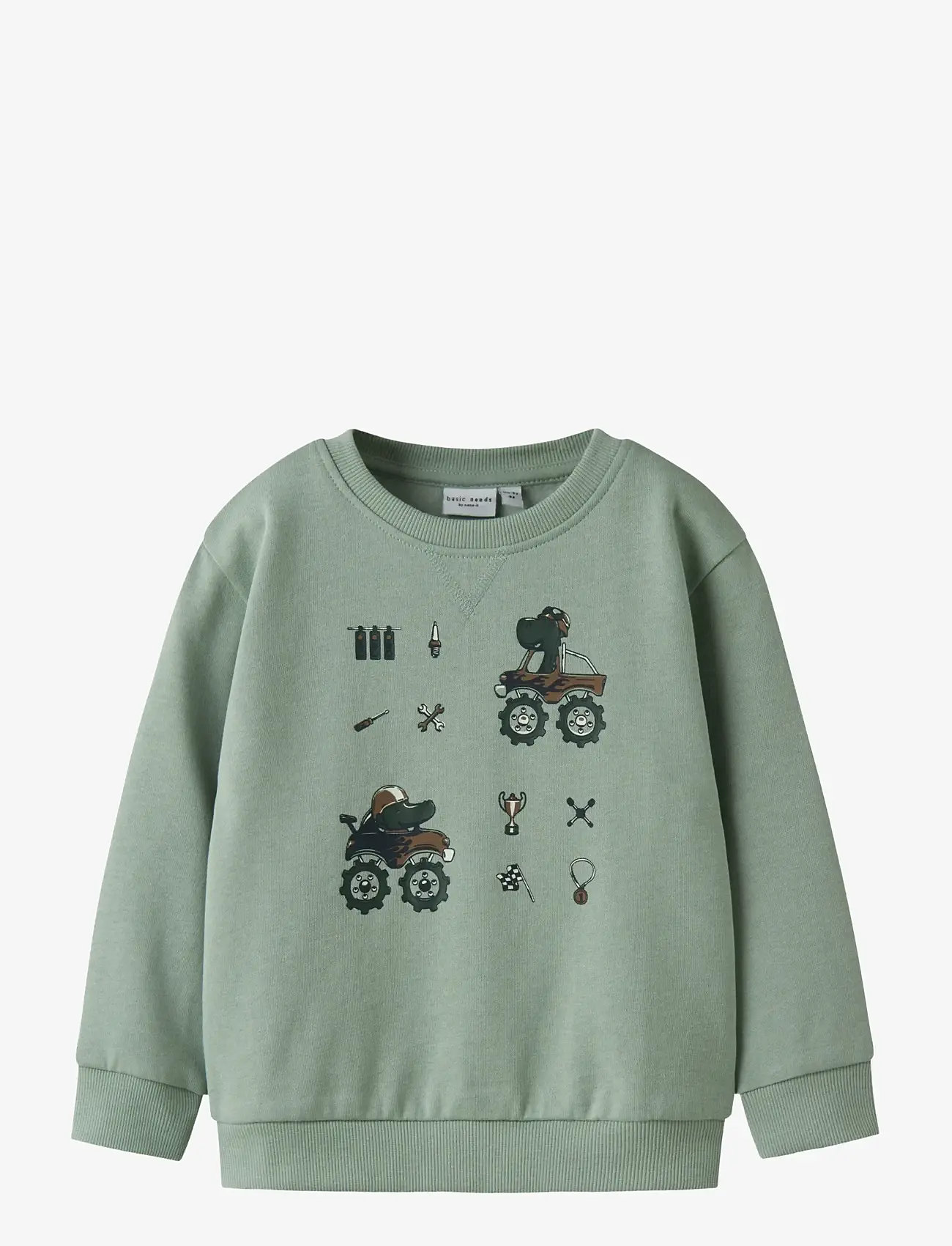name it - NMMVIMO LS NREG AOP SWEAT BRU - sweatshirts - jadeite - 1
