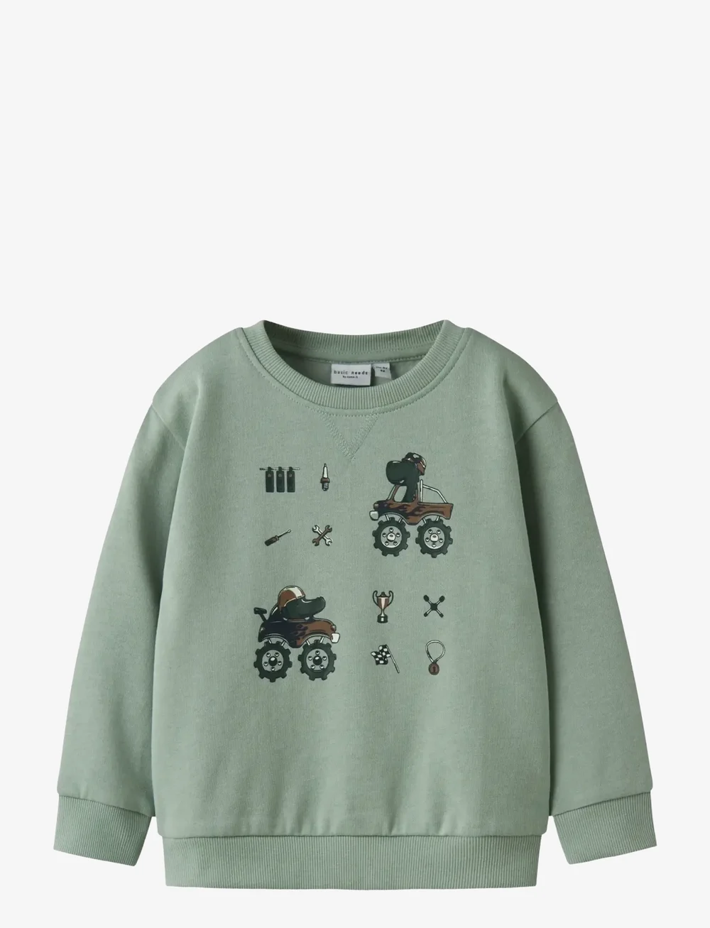 name it - NMMVIMO LS NREG AOP SWEAT BRU - sweatshirts - jadeite - 1