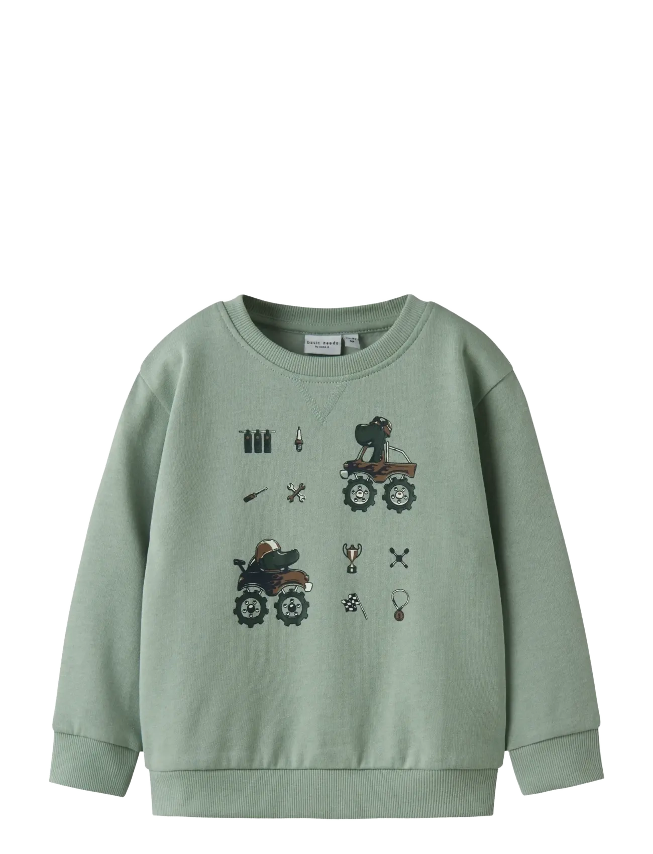 name it - NMMVIMO LS NREG AOP SWEAT BRU - sweatshirts - jadeite - 1