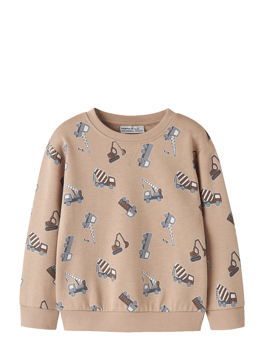 name it - NMMVIMO LS NREG AOP SWEAT BRU - sweatshirts - sesame - 0