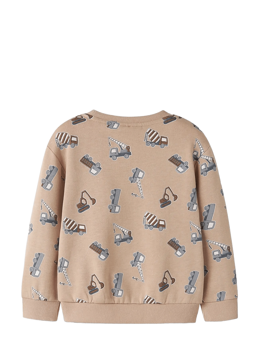 name it - NMMVIMO LS NREG AOP SWEAT BRU - sweatshirts - sesame - 1