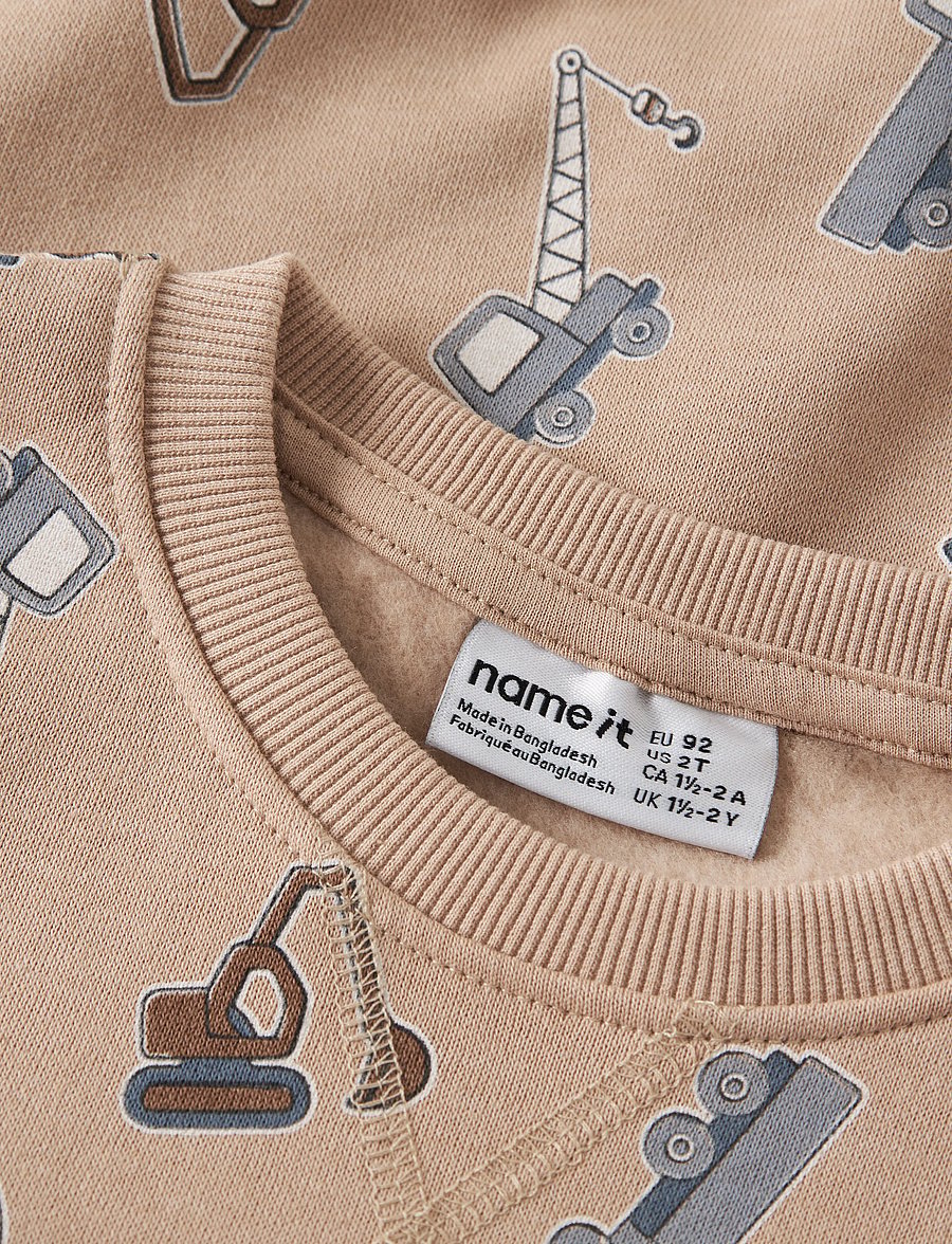 name it - NMMVIMO LS NREG AOP SWEAT BRU - sweatshirts - sesame - 2