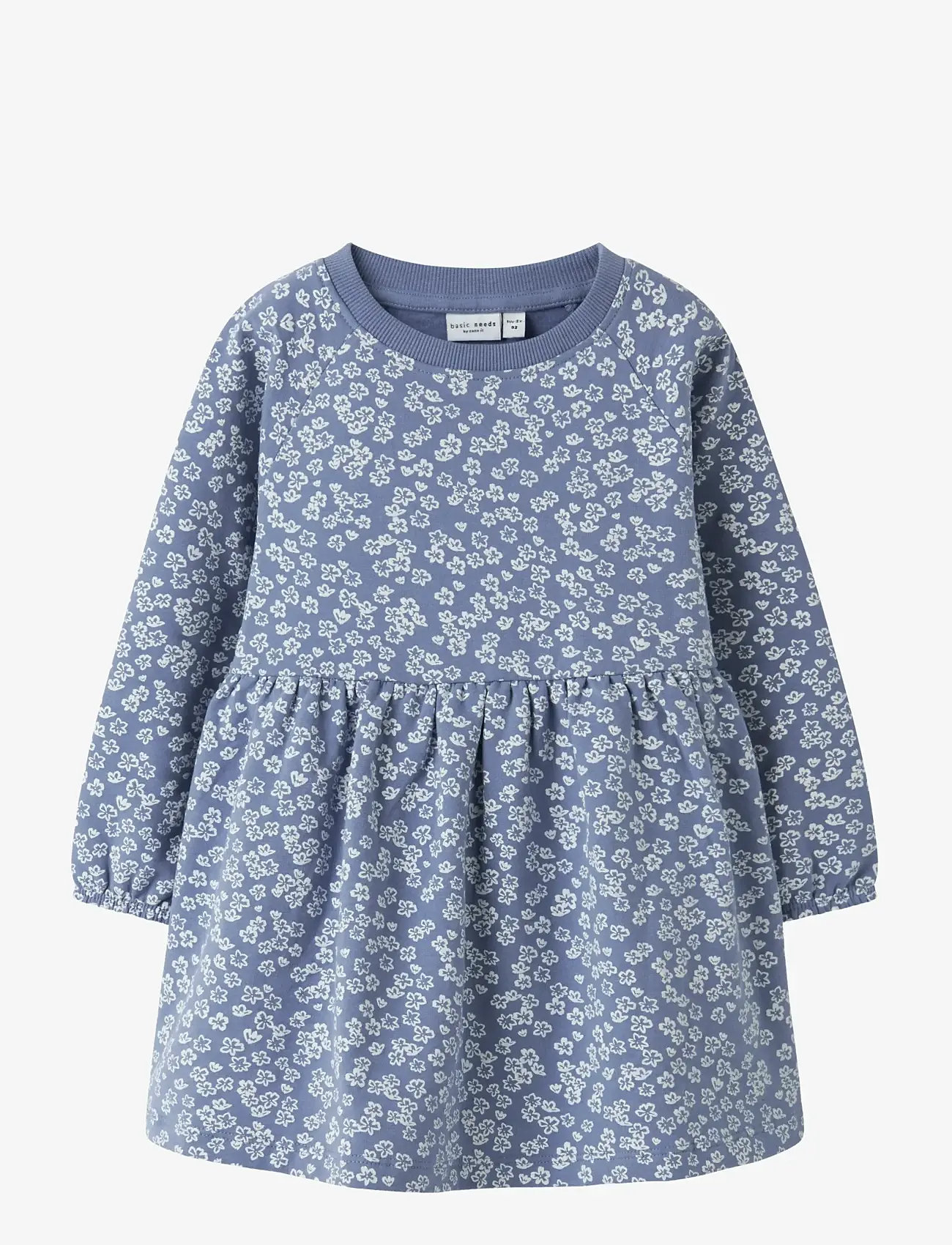 name it - NMFVOLTA LS SWE DRESS BRU - long-sleeved casual dresses - blue ice - 0