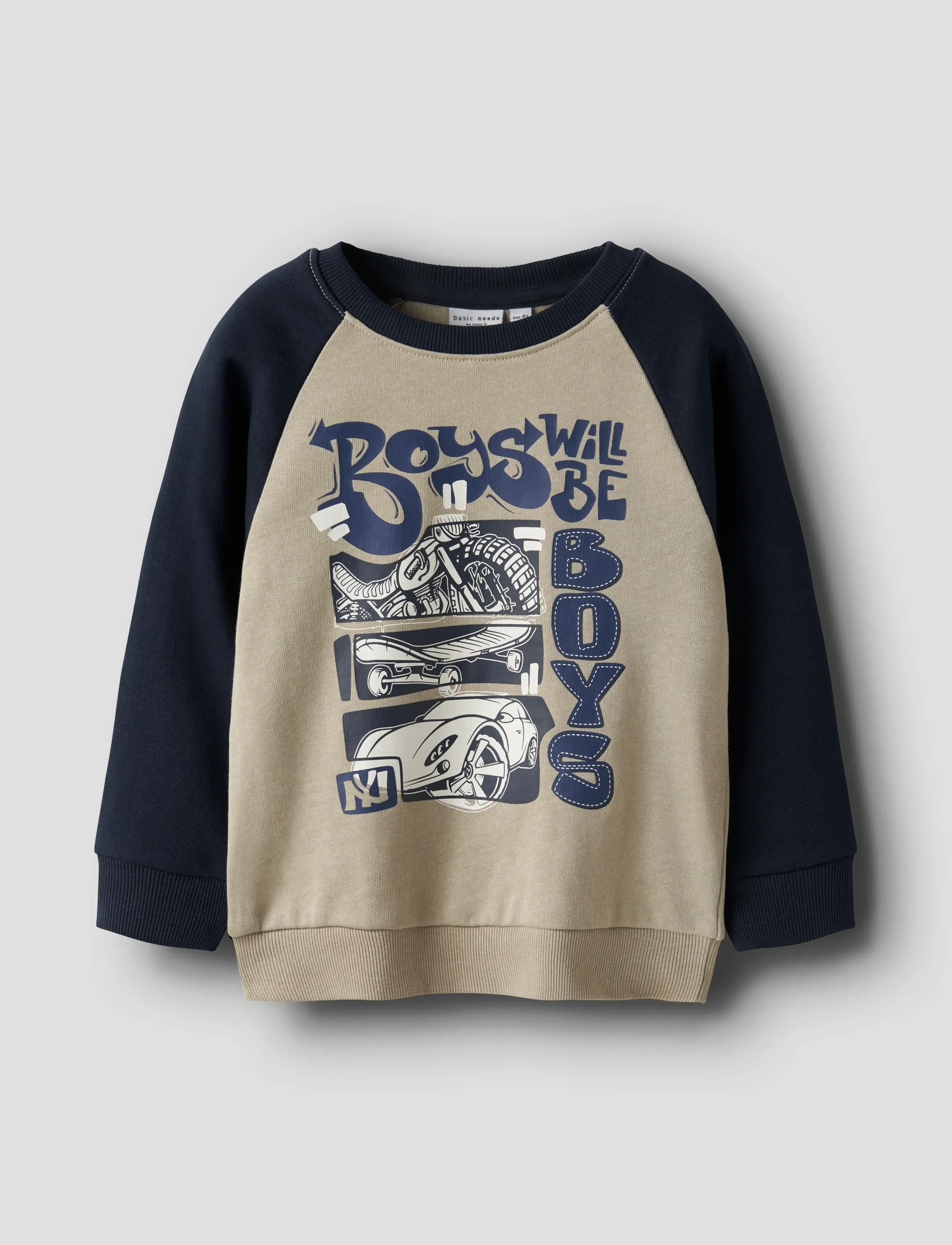 name it NMMVILDAR LS SWEAT BOX BRU - Sweats et sweats à capuche - ISLAND FOSSIL / beige