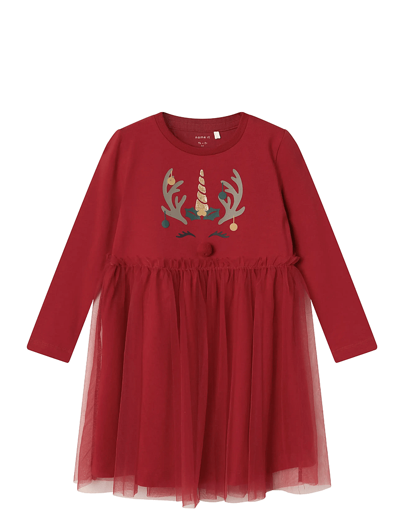 name it - NMFRJUL LS DRESS - partydresses - jester red - 0