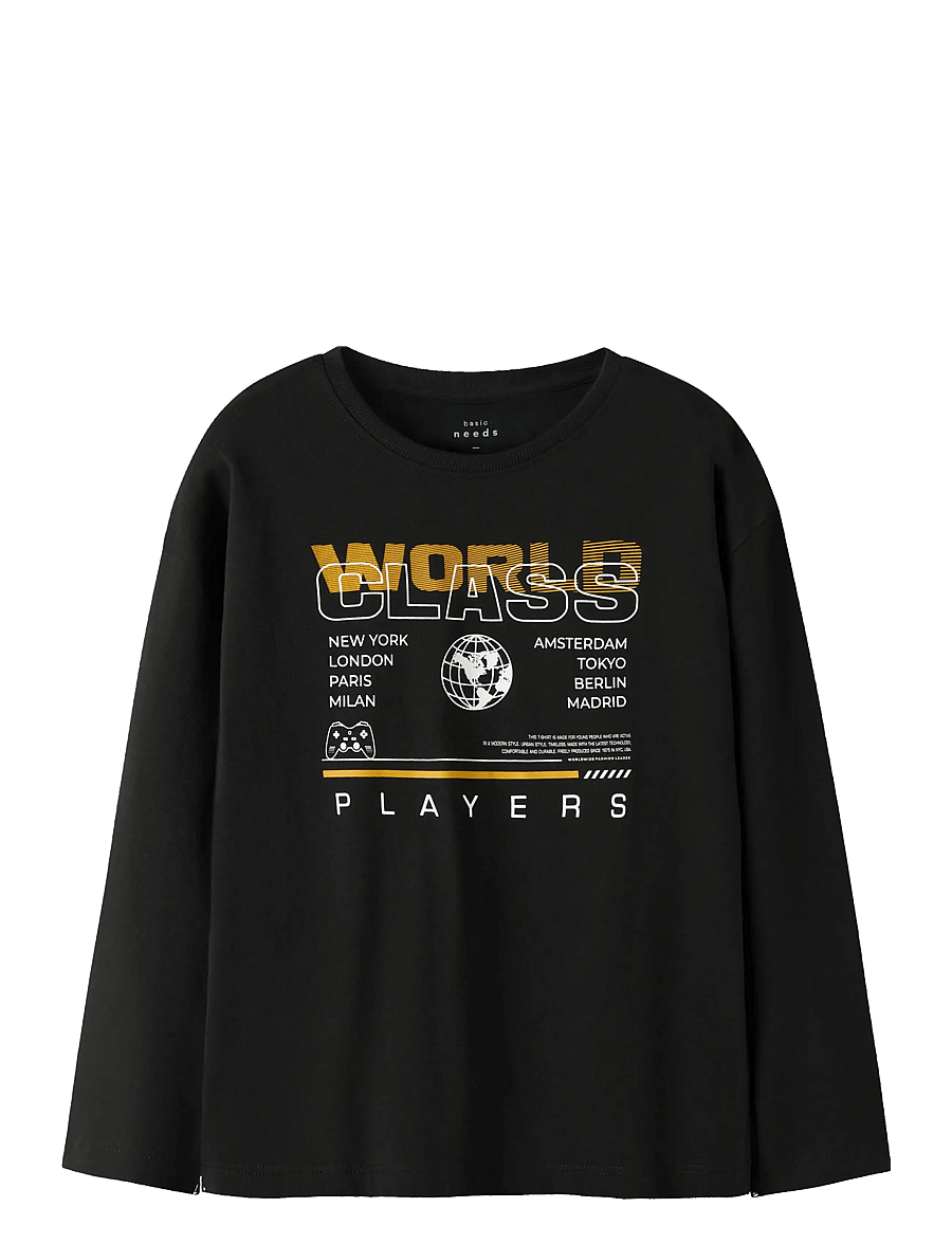 name it - NKMVICTOR LS RLX TOP - t-krekli ar garām piedurknēm - black - 0