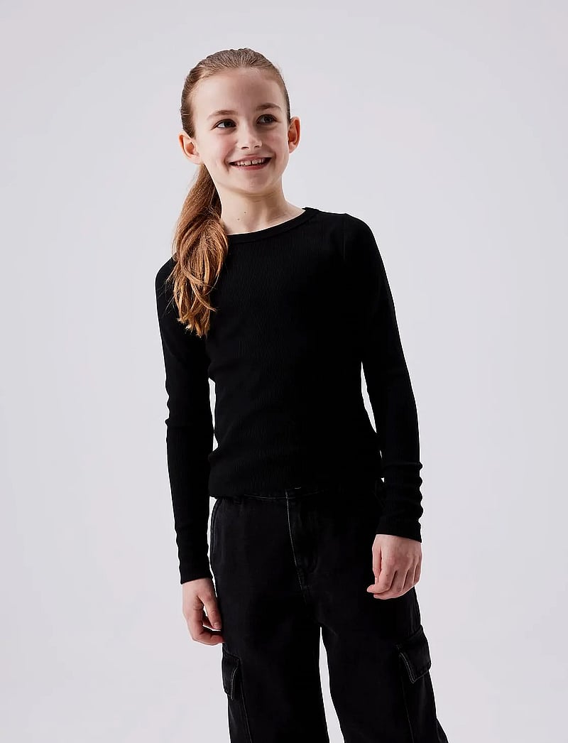 name it - NKFNAKAL LS TOP NOOS - langærmede t-shirts - black - 0