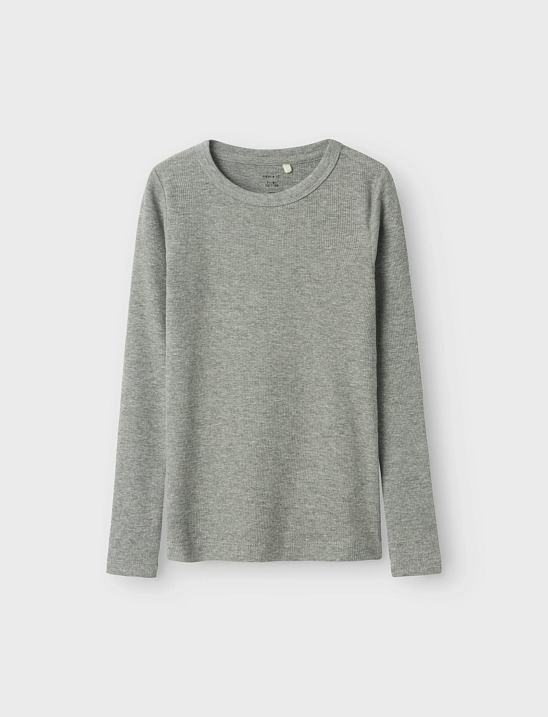 name it - NKFNAKAL LS TOP NOOS - långärmade t-shirts - grey melange - 0