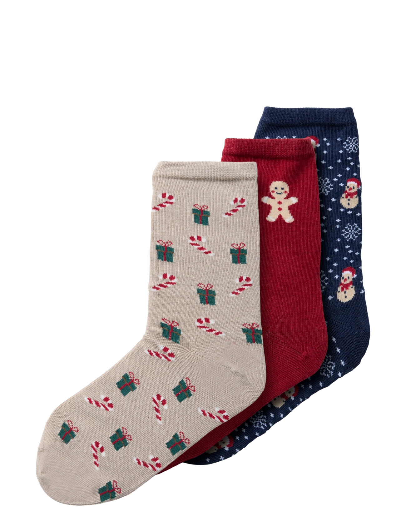 name it NKNRICHRISTMAS 3P SOCK - Inspiration - PEYOTE / beige