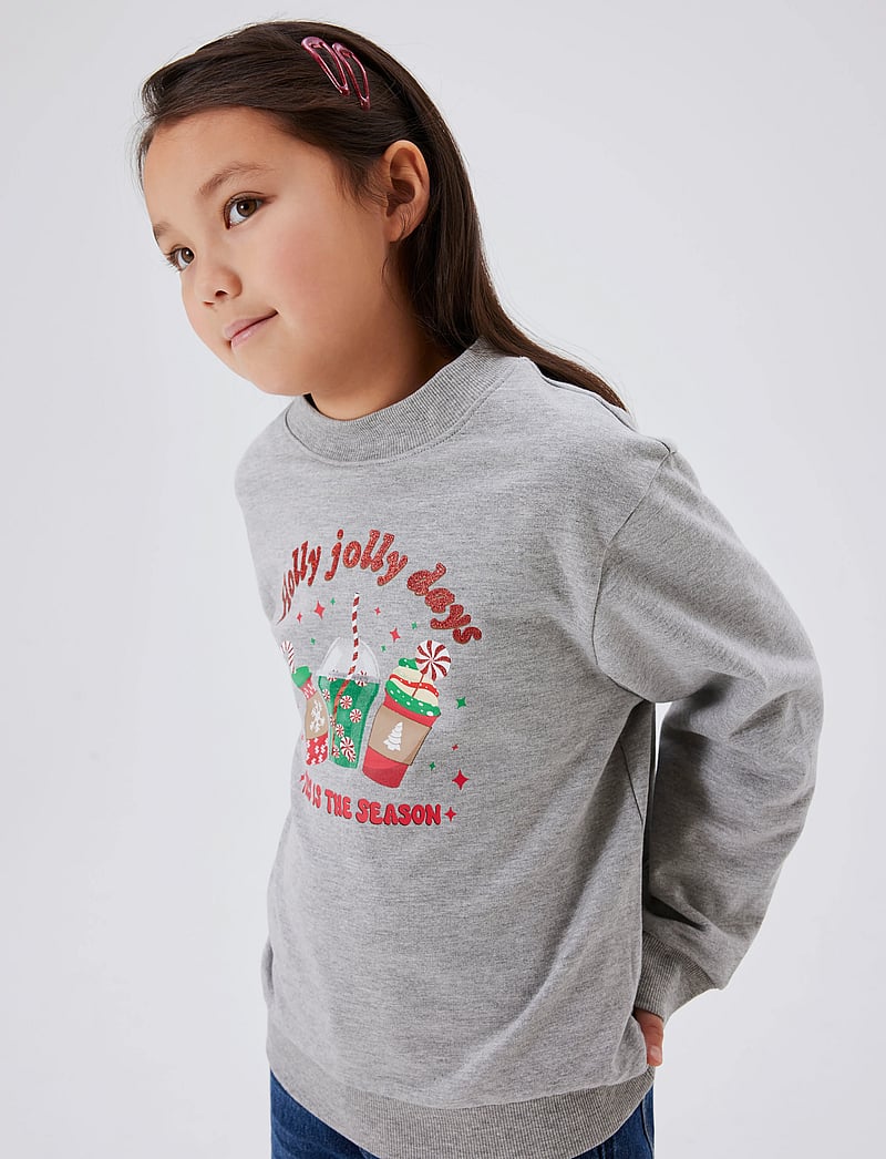 name it - NKFRULJUL LS NREG SWEAT BRU BOX - sweatshirts - grey melange - 0