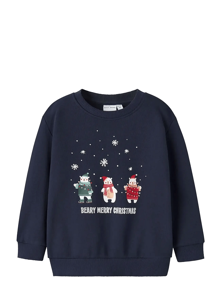 name it - NMMVISMAS LS NREG SWEAT BRU - sweatshirts - navy blazer - 1