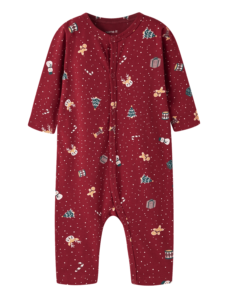 name it - NBNVISMAS LS NIGHTSUIT - schlafoveralls - red dahlia - 0