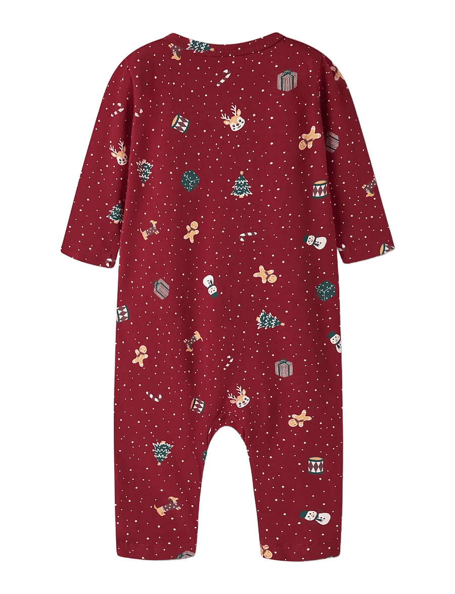 name it - NBNVISMAS LS NIGHTSUIT - schlafoveralls - red dahlia - 1