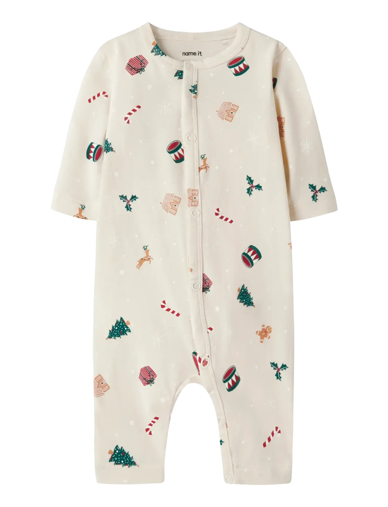 name it NBNVISMAS LS NIGHTSUIT - Riided - WHITECAP GRAY / cream