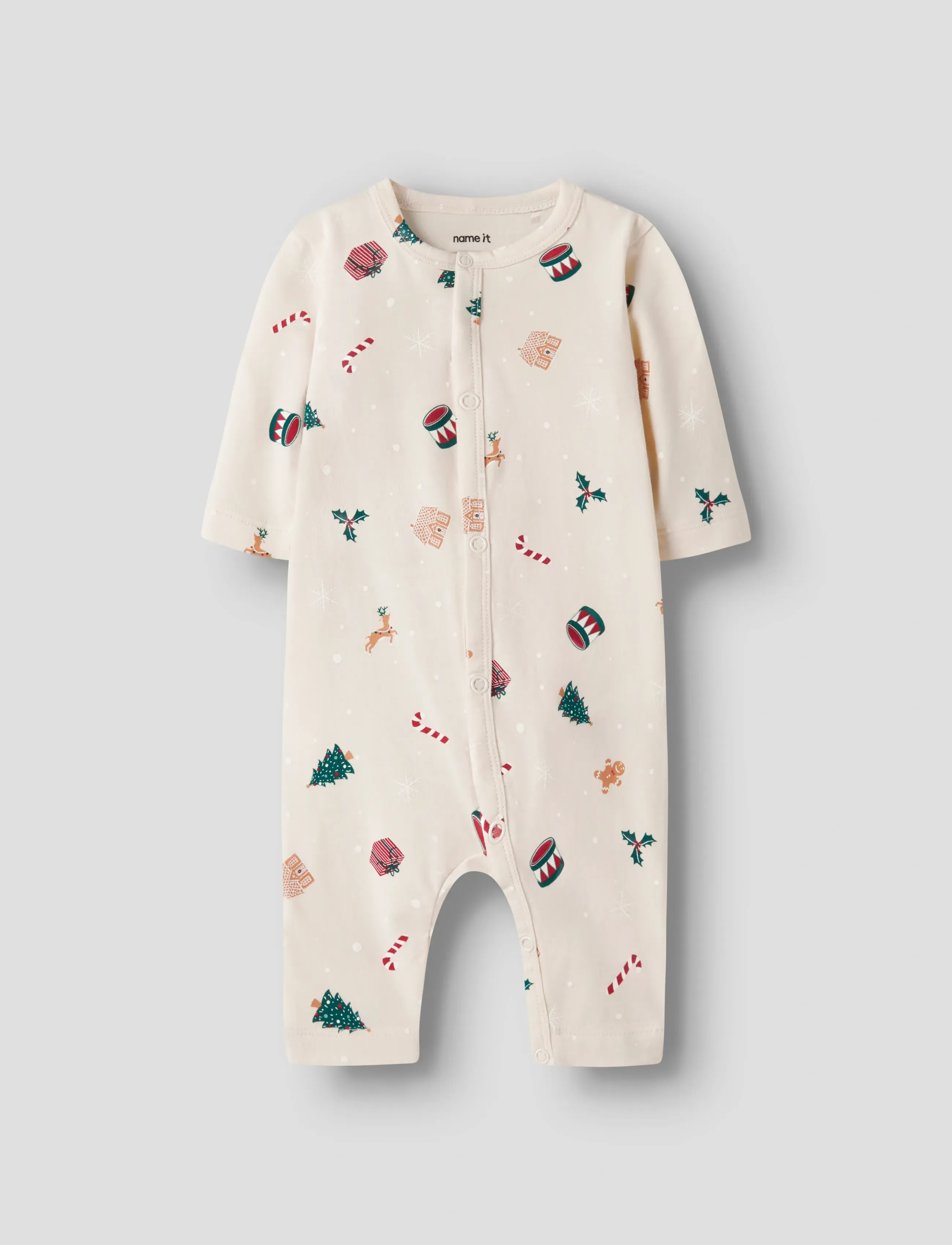 name it Nbnvismas Ls Nightsuit, 56, Pyjamas, Creme - Pyjamas Onesie, Kinder