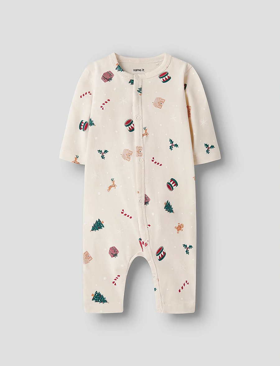name it - NBNVISMAS LS NIGHTSUIT - grenouillères - whitecap gray - 0