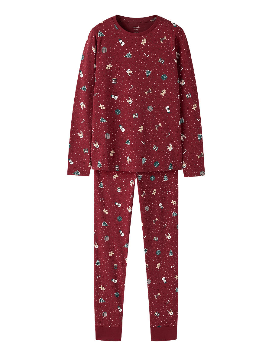 name it - NKNVISMAS LS NIGHTSET - pyjama-sets - red dahlia - 0