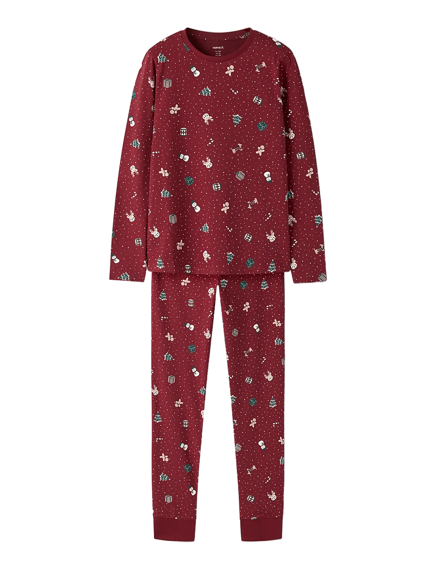 name it - NKNVISMAS LS NIGHTSET - pyjama-sets - red dahlia - 2