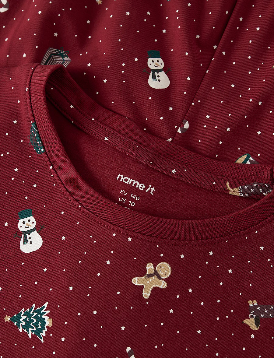 name it - NKNVISMAS LS NIGHTSET - pyjama-sets - red dahlia - 4