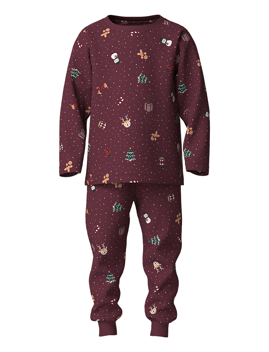 name it - NMNVISMAS LS NIGHTSET - pyjama-sets - burgundy - 0