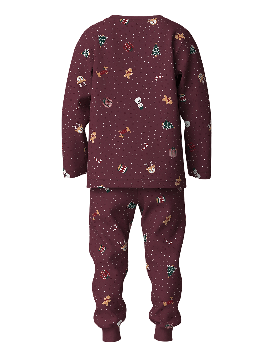 name it - NMNVISMAS LS NIGHTSET - pyjama-sets - burgundy - 1